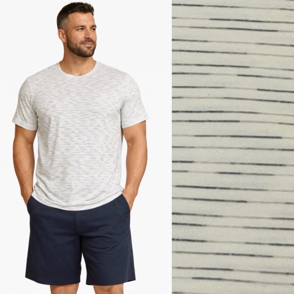 MONDETTA Tee Shirt Men's Horizontal Stripes White Grey Black Size XL